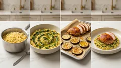 Kasza jaglana z indykiem i pesto pietruszkowym – lekki obiad z piekarnika